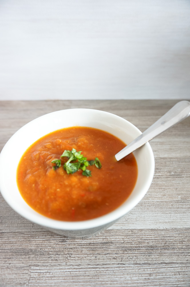 Paprikasoep met linzen, paprika linzensoep