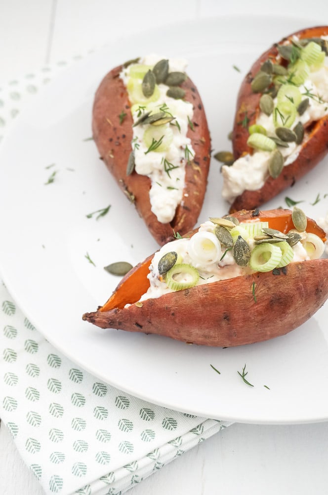 gepofte zoete aardappel uit de oven, gepofte zoete aardappel recept, bbq recept, zoete aardappel poffen, 