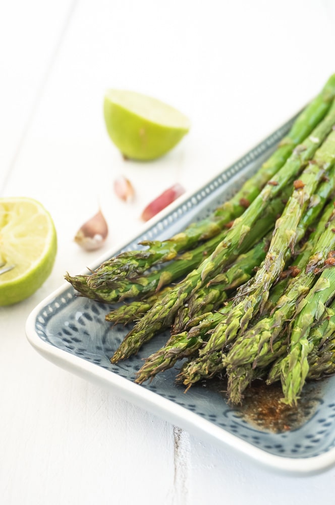 groene asperges met balsamico dressing, geroosterde groene asperges, gegrilde groene asperges, asperges uit de oven