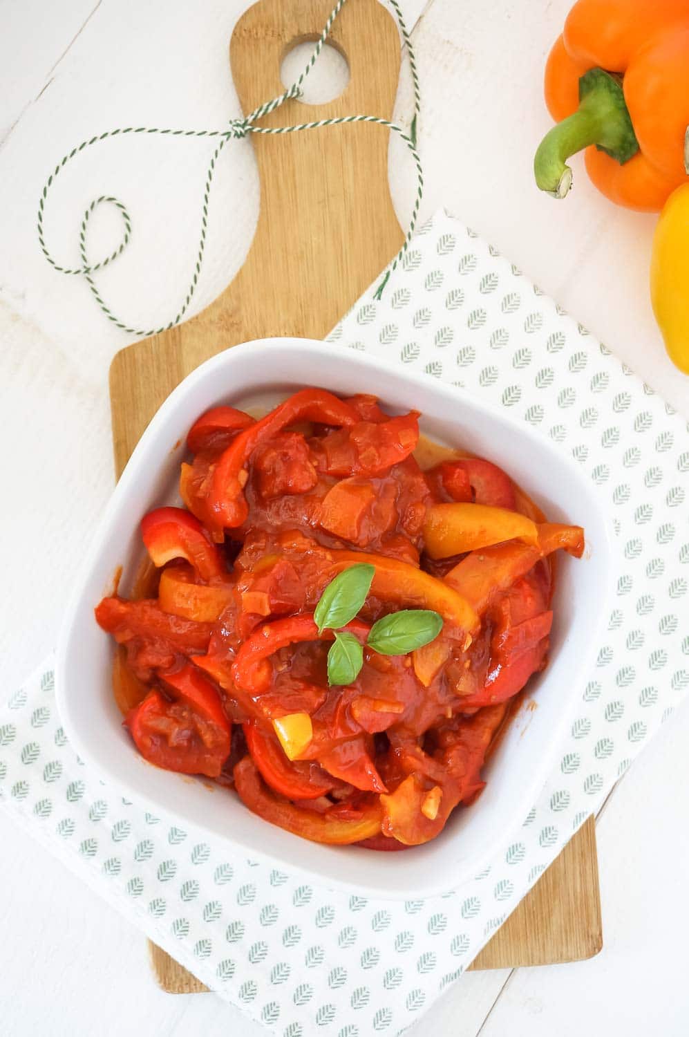 peperonata recept gestoofde paprika's, pastasaus, pasta peperonata