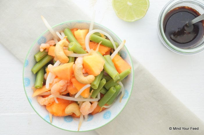 papaja salade, papaya salade, recept, Thaise papaya salade