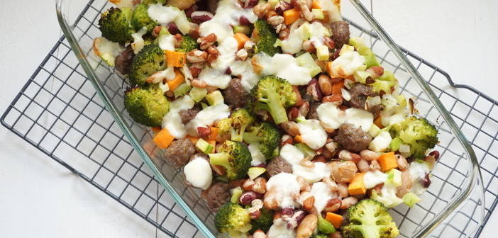 bonenschotel met broccoli en mozzarella