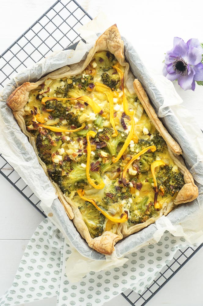 quiche met broccoli, broccoli quiche, recept, hartige taart, huttenkase