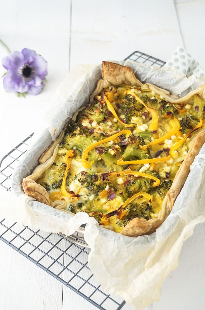 quiche met broccoli, broccoli quiche, recept, hartige taart, huttenkase