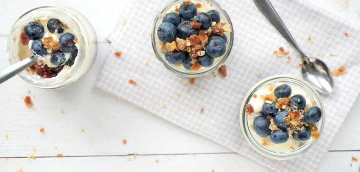 limoen mascarpone met blauwe bessen