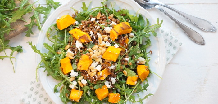 linzensalade met pompoen
