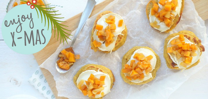 blini met pompoen en geitenkaas