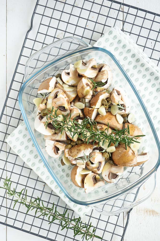 champignons uit de oven, knoflook champignons, geroosterde champignons