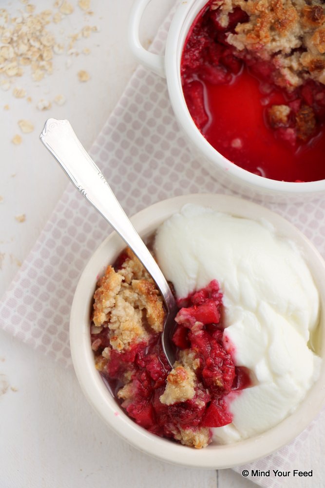 frambozen crumble havermout, ontbijt recept