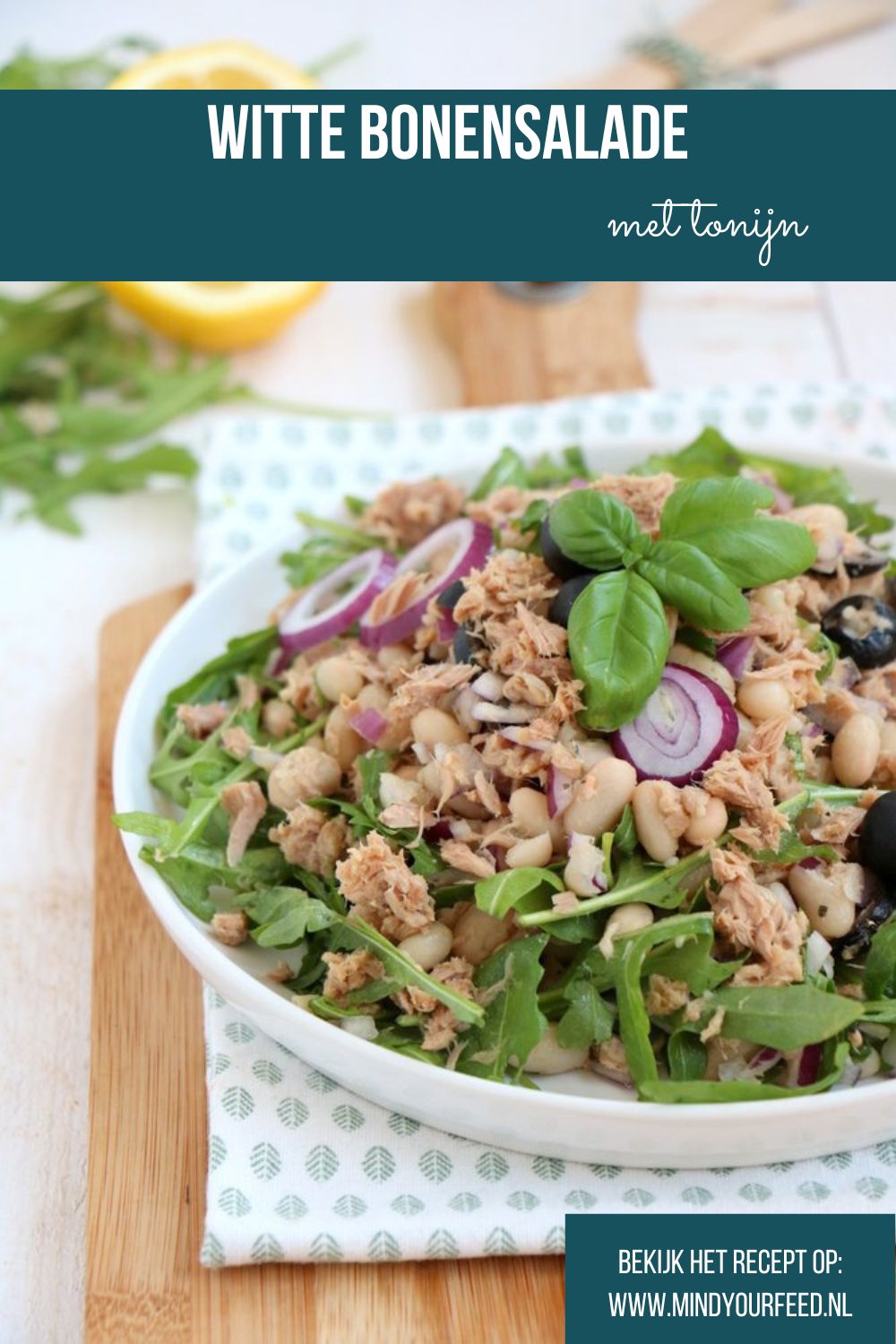 witte bonensalade met tonijn, Italiaanse salade met witte bonen en tonijn, recept Italiaanse bonen salade