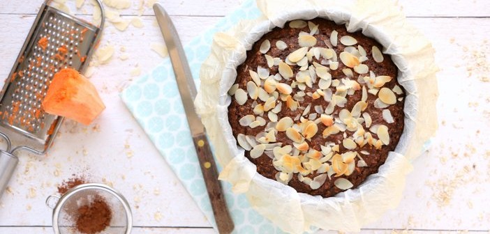 zoete aardappel chocolade taart