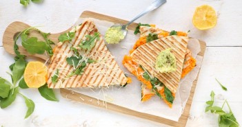 quesadilla met zoete aardappel, avocado, rucola, recept, wraps met zoete aardappel