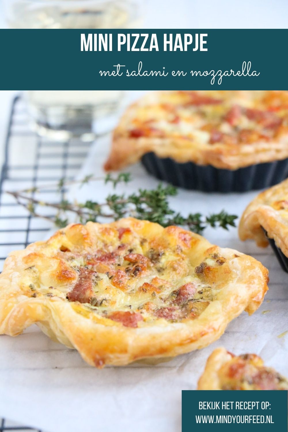 mini pizza quiche, pizza hapje, mini pizza hapje, bladerdeeg hapje