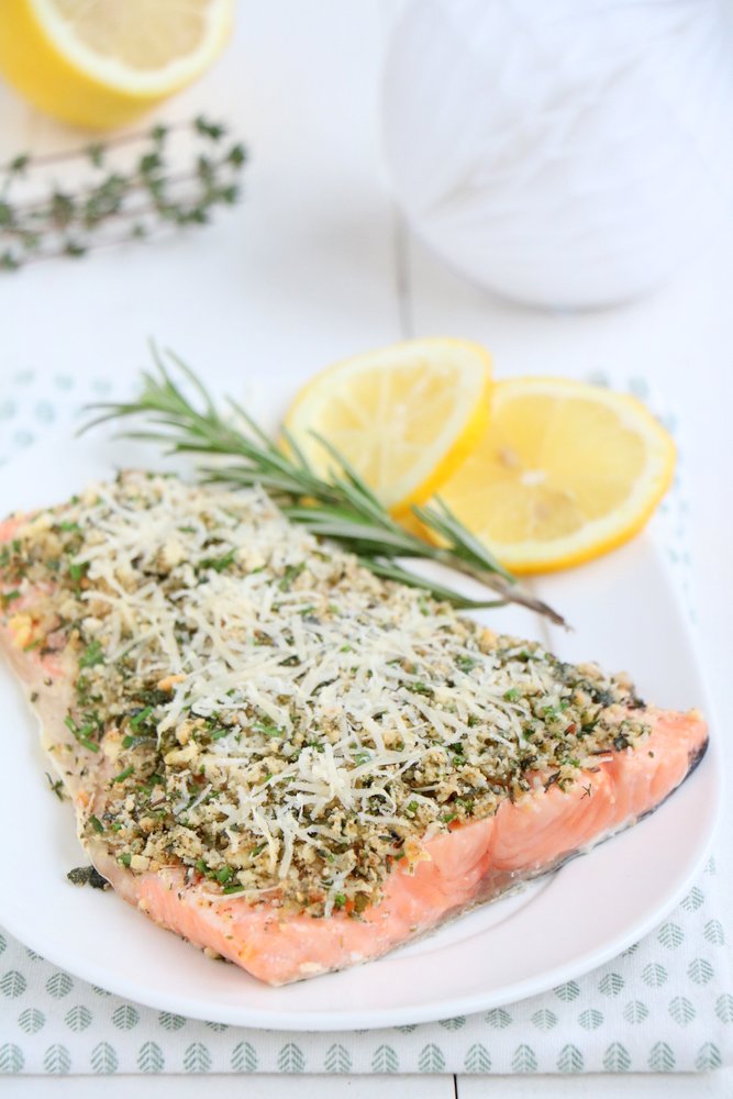 Zalm met Italiaanse kruidenkorst, recept zalm uit de oven, kerst recept vis