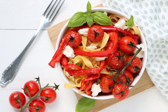 pasta met geroosterde paprika