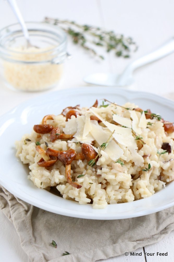 risotto met paddenstoelen en prosecco, feestelijk risotto recept, kerst, risotto vegetarisch