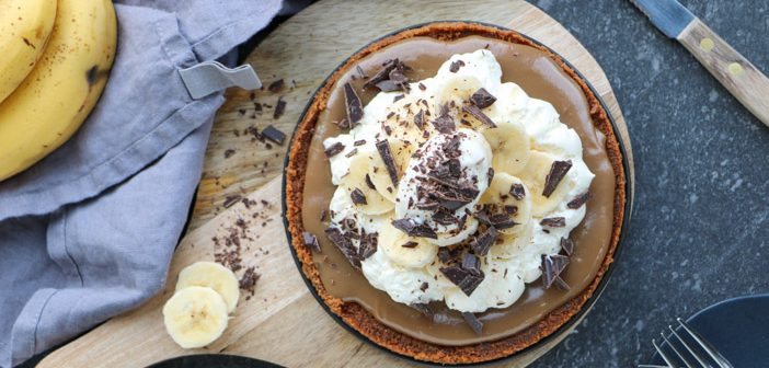banoffee pie, bastogne taart met karamel, slagroom en banaan