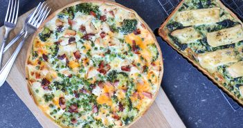 quiche met broccoli, kip en cheddar, hartige taart recept met brocoli