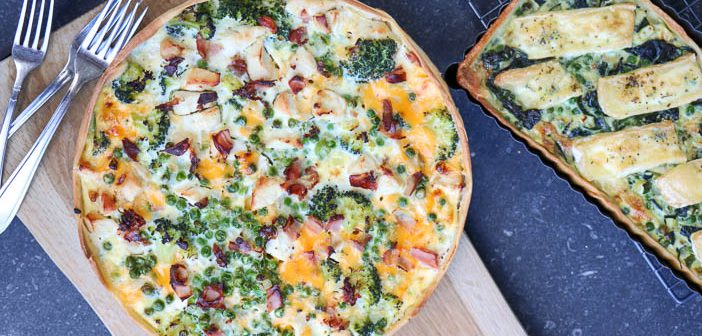 quiche met broccoli, kip en cheddar, hartige taart recept met brocoli