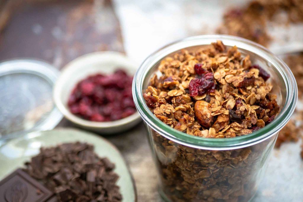 granola met gedroogde cranberries