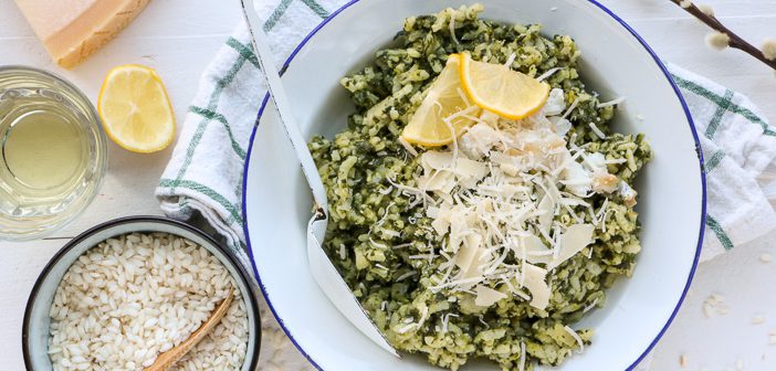 risotto met spinazie en kabeljauw