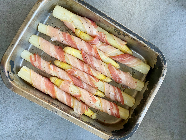 gegrilde asperges met spek