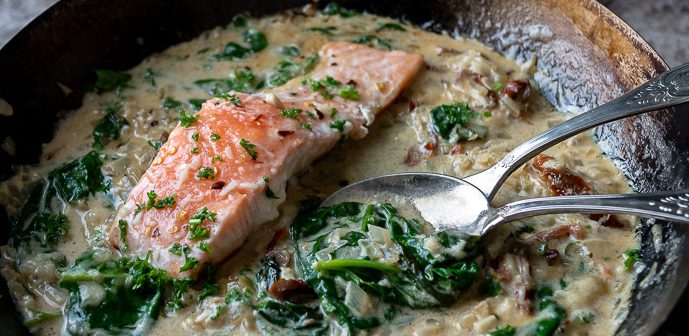 zalm in Italiaanse roomsaus
