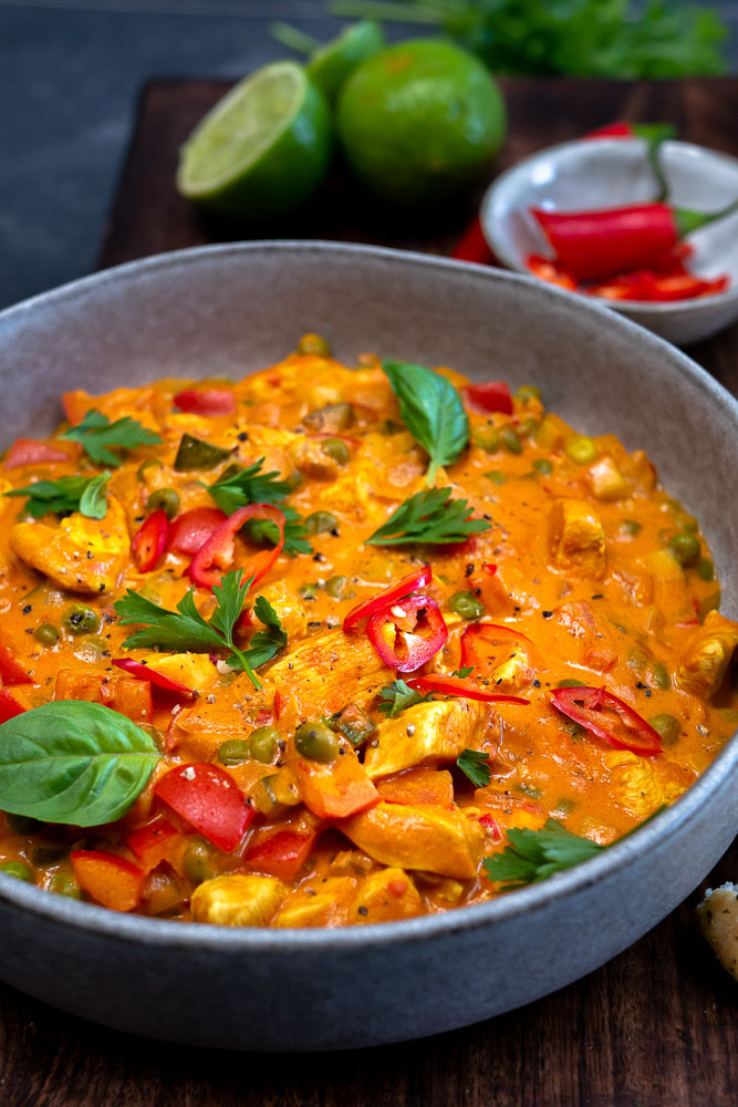 Thaise curry recept zonder pakjes, thaise curry met kip