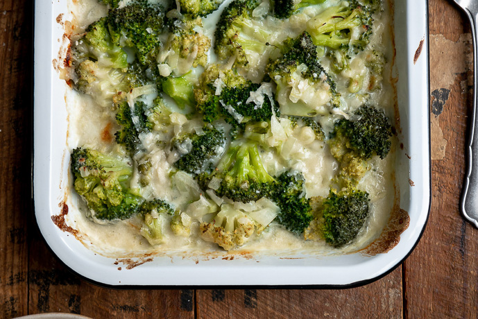 broccoli gratin met Parmezaanse kaas, broccoli gratin recept, romige broccoli gratin