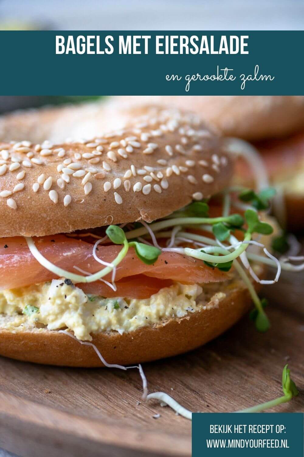 Bagels met eiersalade en gerookte zalm, bagel recept, brunch, lunch