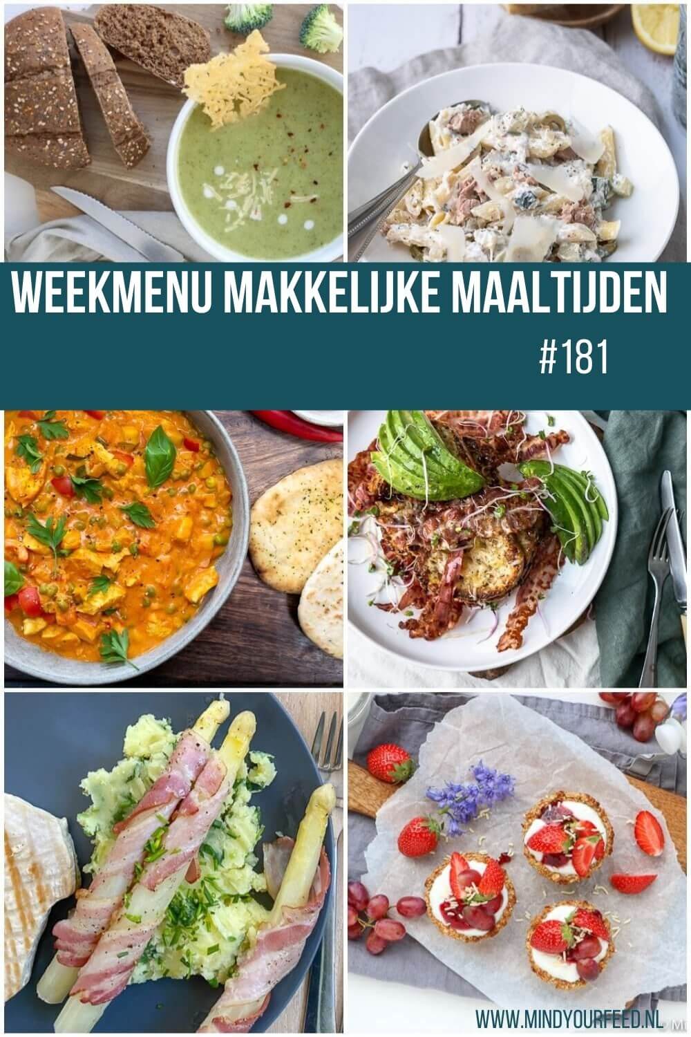 Weekmenu makkelijke maaltijden, gezonde recepten, eetplanning voor de hele week