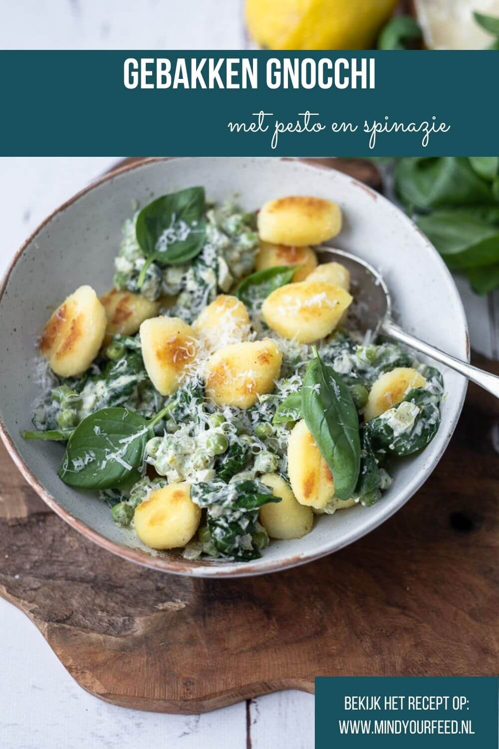 gebakken gnocchi met pesto en spinazie