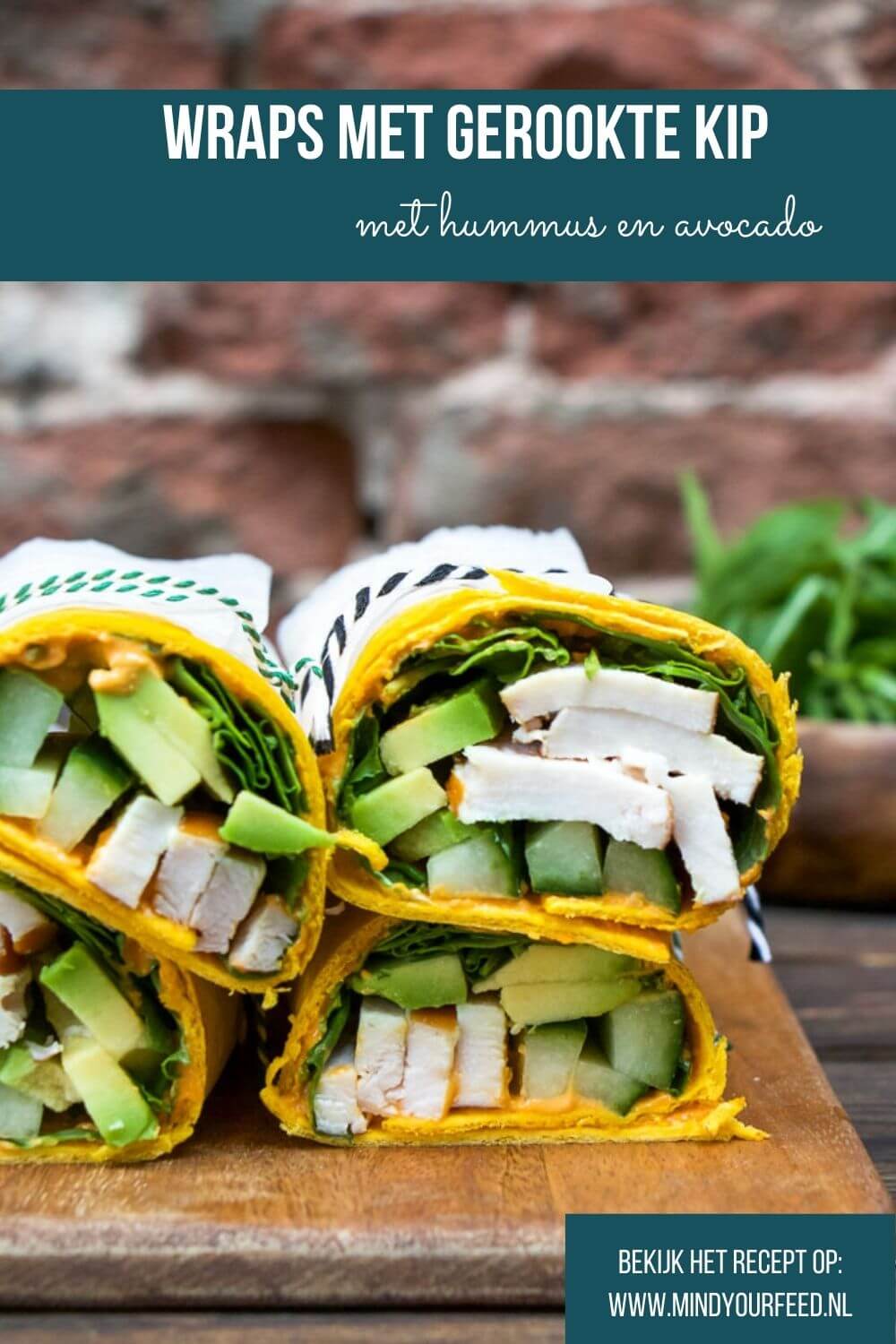 wraps met gerookte kip, lunch wrap recepten, wraps gerookte kip, hummus, avocado, recept