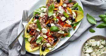 salade met tonijn, anjovis en mozzarella