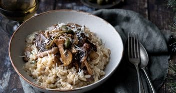 truffelrisotto met gemengde paddenstoelen, truffel risotto recept, romige risotto met truffel, herfst recepten, herfstrecepten, Italiaanse voorgerechten