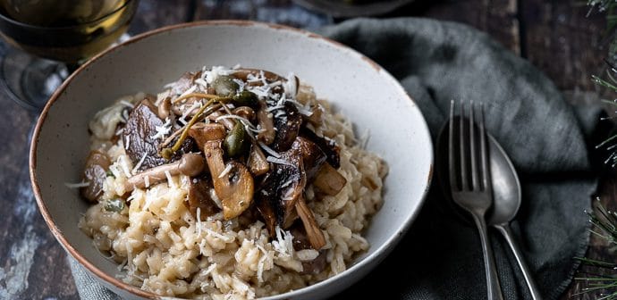 truffelrisotto met gemengde paddenstoelen, truffel risotto recept, romige risotto met truffel, herfst recepten, herfstrecepten, Italiaanse voorgerechten