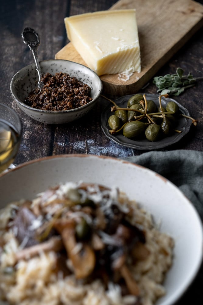 truffelrisotto met gemengde paddenstoelen, truffel risotto recept, romige risotto met truffel