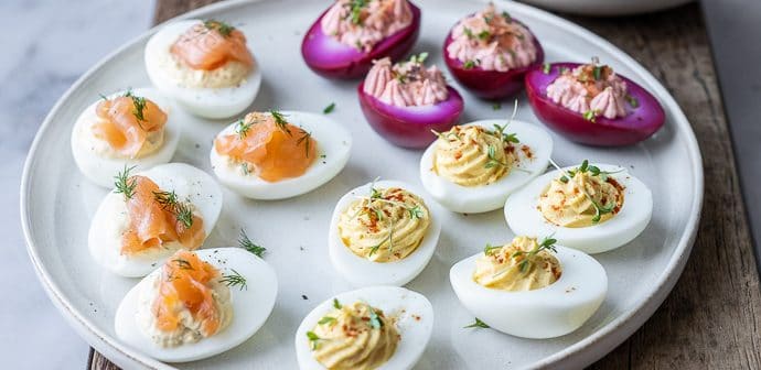 gevulde eieren met kerrie en mosterd, de lekkerste gevulde eieren, klassieke gevulde eieren, met yoghurt en mayonaise