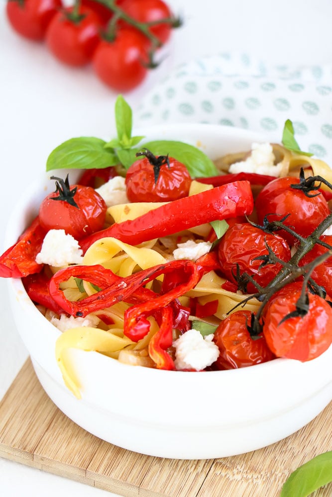 pasta met geroosterde paprika