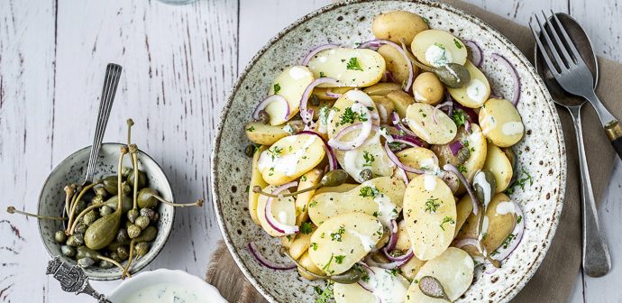 Italiaanse aardappelsalade, aardappel salade recept, krieltjes salade, Italiaanse aardappels,