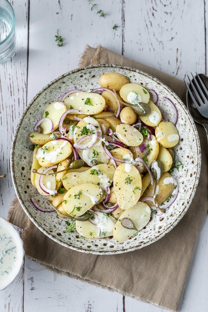 Italiaanse aardappelsalade, aardappel salade recept, krieltjes salade, Italiaanse aardappels, 