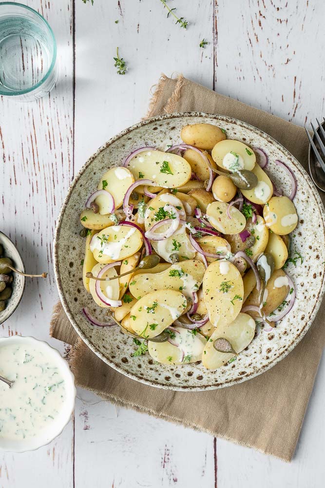 Italiaanse aardappelsalade, aardappel salade recept, krieltjes salade, Italiaanse aardappels,