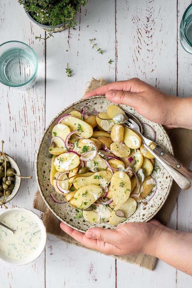 Italiaanse aardappelsalade, aardappel salade recept, krieltjes salade, Italiaanse aardappels, 