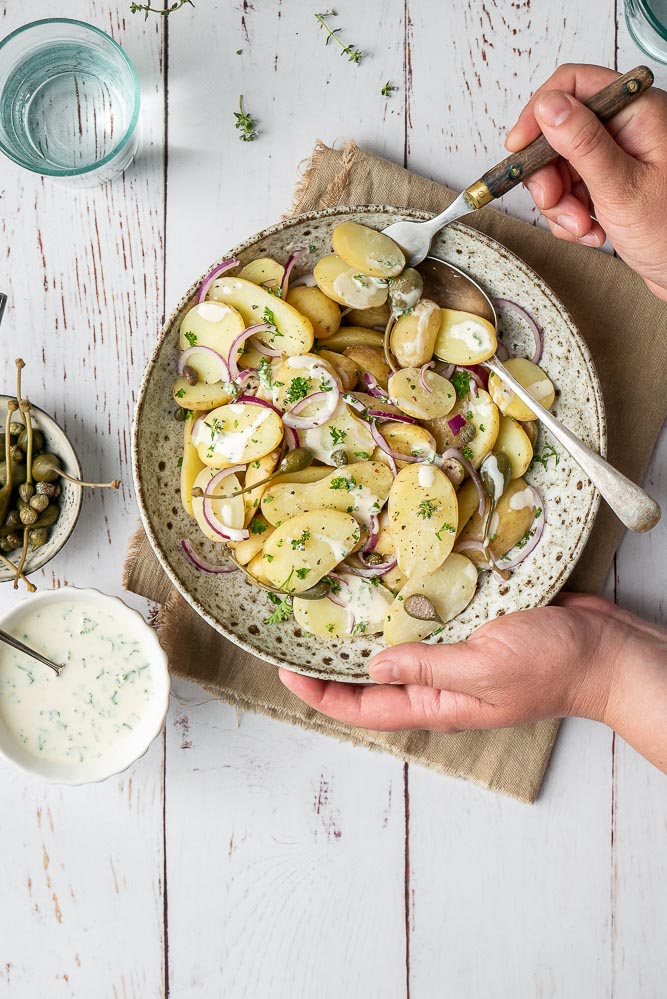 Italiaanse aardappelsalade, aardappel salade recept, krieltjes salade, Italiaanse aardappels,