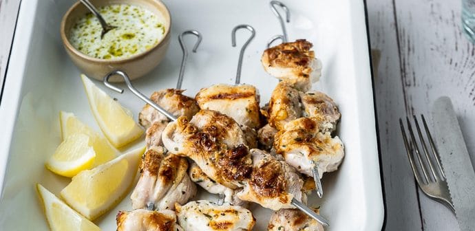 Italiaanse kipspiesjes bbq, Kip in Italiaanse yoghurt marinade, kipspies yoghurt, Italiaanse kipspies