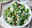 spinazie salade met geitenkaas, spinaziesalade, recept gezonde salade met spinazie,