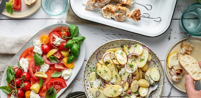 salades voor bij de bbq, bbq salades, gezonde bijgerechten bbq, salade recepten