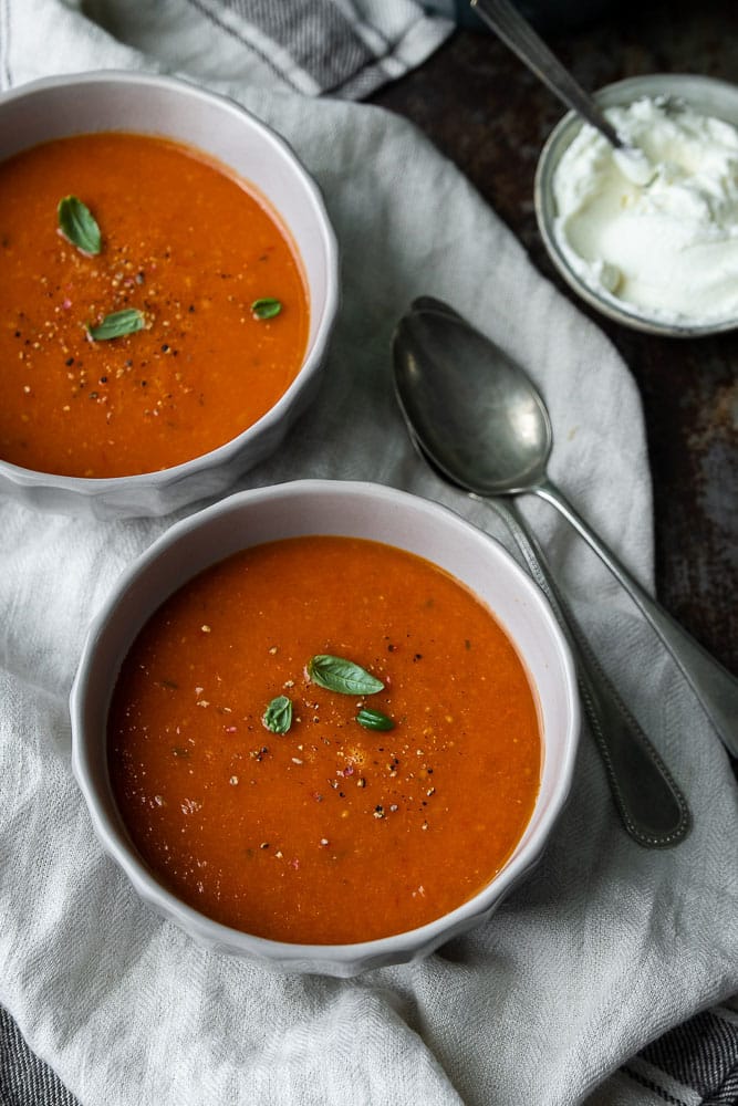 Italiaanse tomatensoep, verse tomatensoep, pomodoro, pomodori tomaten, tomatensoep met mascarpone