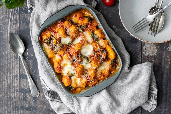 gnocchi ovenschotel, ovenschotel met gnocchi, ovenschotel met pasta, vegetarische ovenschotel, makkelijke ovenschotel