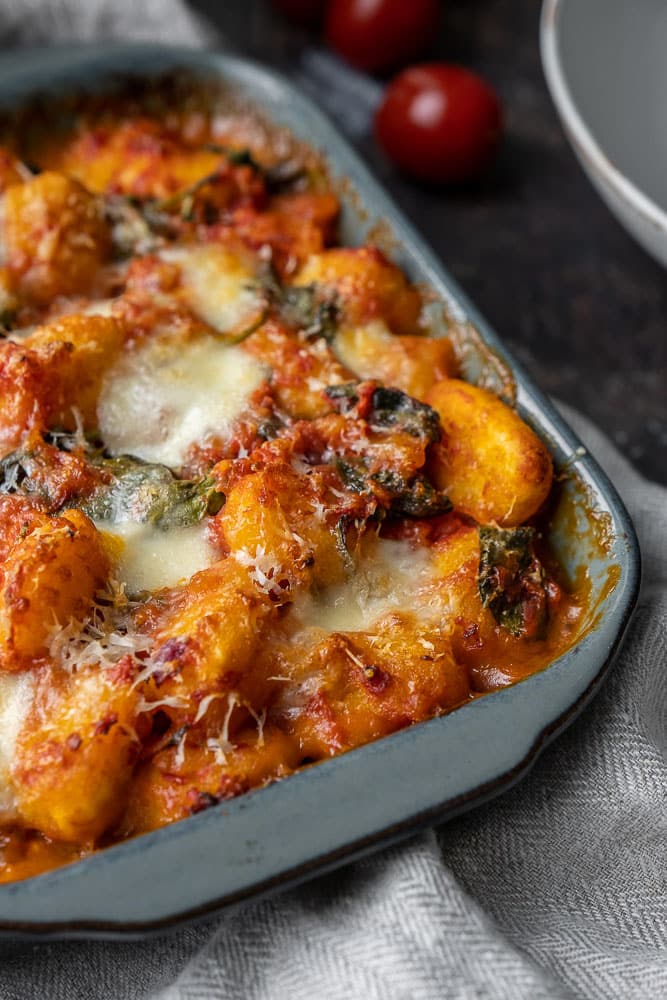 gnocchi ovenschotel, ovenschotel met gnocchi, ovenschotel met pasta, vegetarische ovenschotel, makkelijke ovenschotel